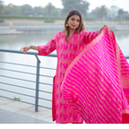 Fuchsia Pink Handwoven Banarasi Silk Suit with Abstract Zari Work