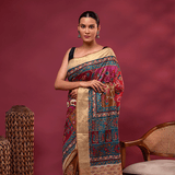 Royal Plum Kantha Tussar Silk Saree