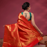 Scarlet Gold Kanjivaram Silk Saree