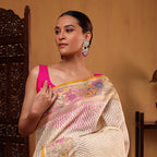 Celestial Charm Handwoven Banarasi Cotton Silk Jaamadni Saree