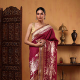 Royal Crimson Sauna Roopa Khadi Tussar Saree