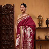 Royal Crimson Sauna Roopa Khadi Tussar Saree