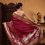 Royal Crimson Sauna Roopa Khadi Tussar Saree