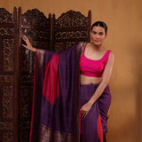 Celestial Azure Blush Khadi Tussar Saree