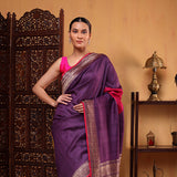 Celestial Azure Blush Khadi Tussar Saree