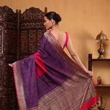 Celestial Azure Blush Khadi Tussar Saree