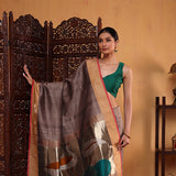 Coffee Elegance Handwoven Silk Saree