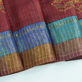 Maroon Enchantment Kantha Tussar Silk Saree