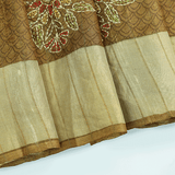 Royal Plum Kantha Tussar Silk Saree