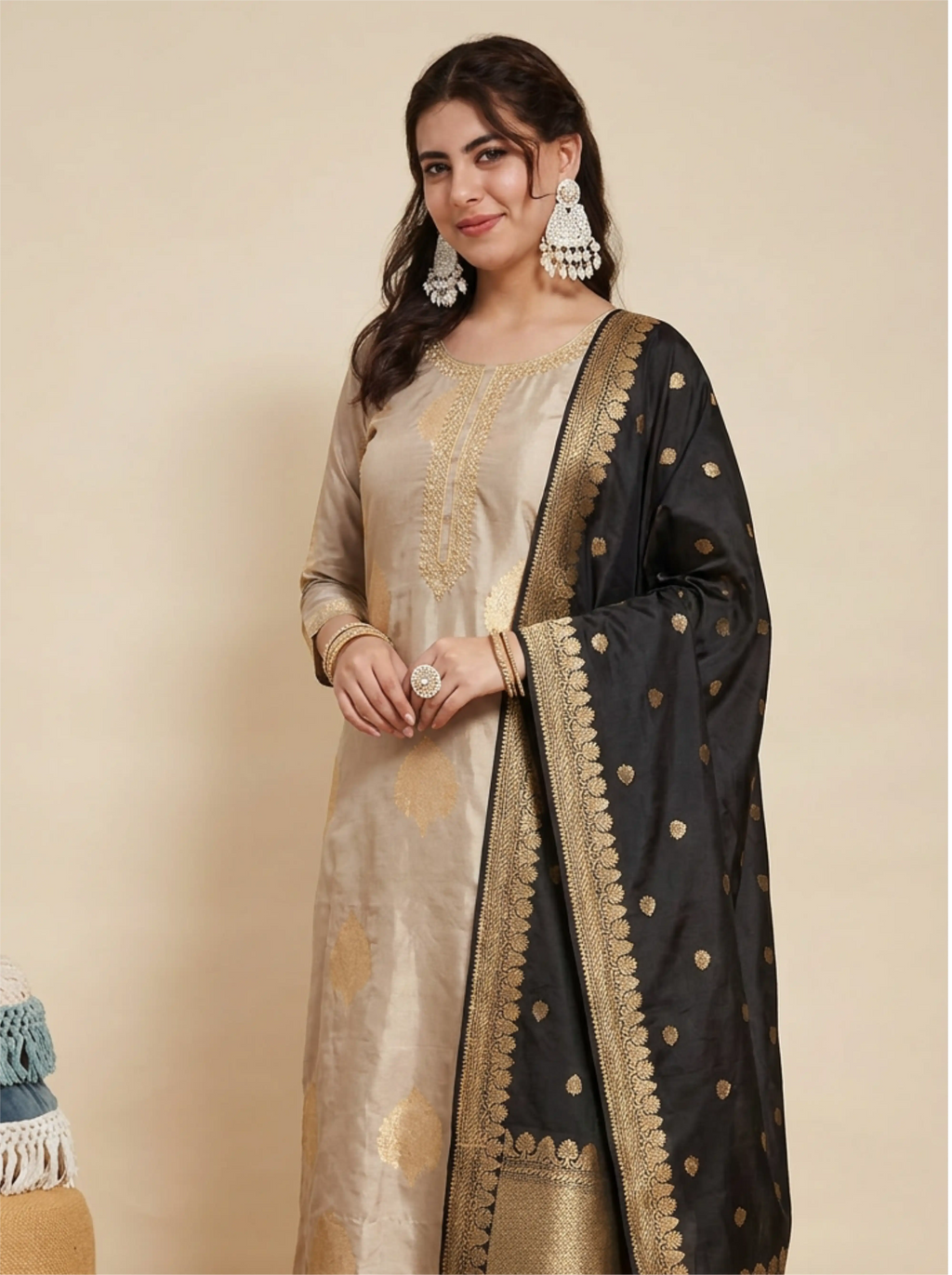Shop Pure Kadwa Katan Silk Suits for Women Online at Arzo India. Explore handwoven designer suit sets for weddings, festivals, and elegant ethnic wear.