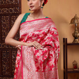 Regal Crimson Shikargah Katan Silk Saree