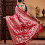 Regal Crimson Shikargah Katan Silk Saree