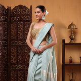 Verdant Elegance Handwoven Banarasi Cotton Saree