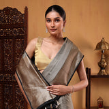 Ivory Noir Tanchoi Banarasi Silk Saree