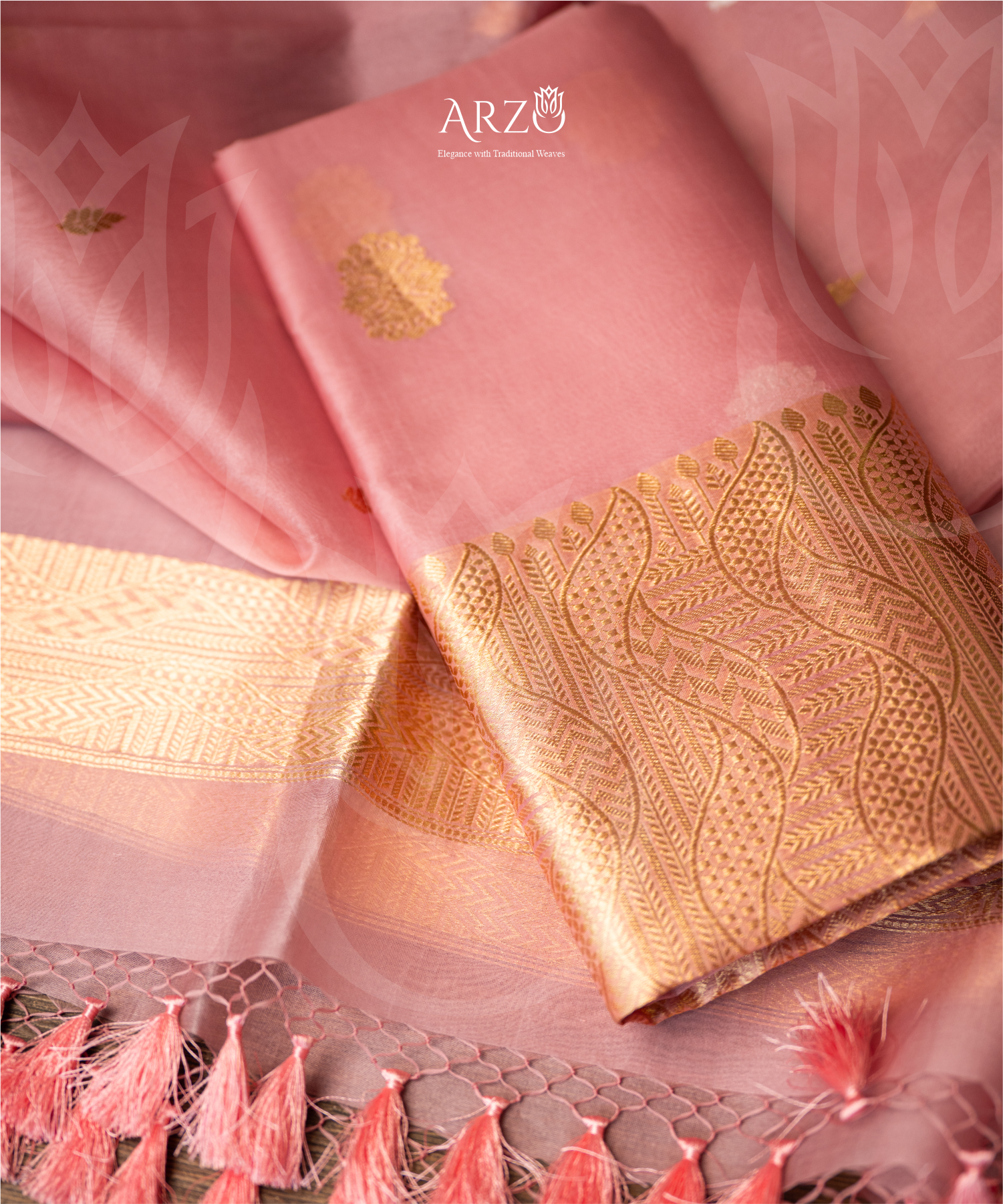 Handwoven Kora silk suit with rich zari weaving, lightweight premium festive wear for weddings and special occasions