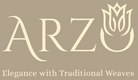 Arzo India logo featuring an elegant floral motif and the brand tagline, 'Elegance with Traditional Weaves.