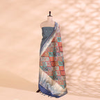 Arzo Sapphire Elegance unstitched Banarasi silk suit with a multicolour jaal dupatta