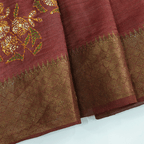 Full length display of the Kaleidoscope Kantha Tussar Silk Saree showcasing its complete drape, colors, and pattern consistency.