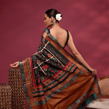 Multi-Colored Kantha Elegance Tussar Silk Saree