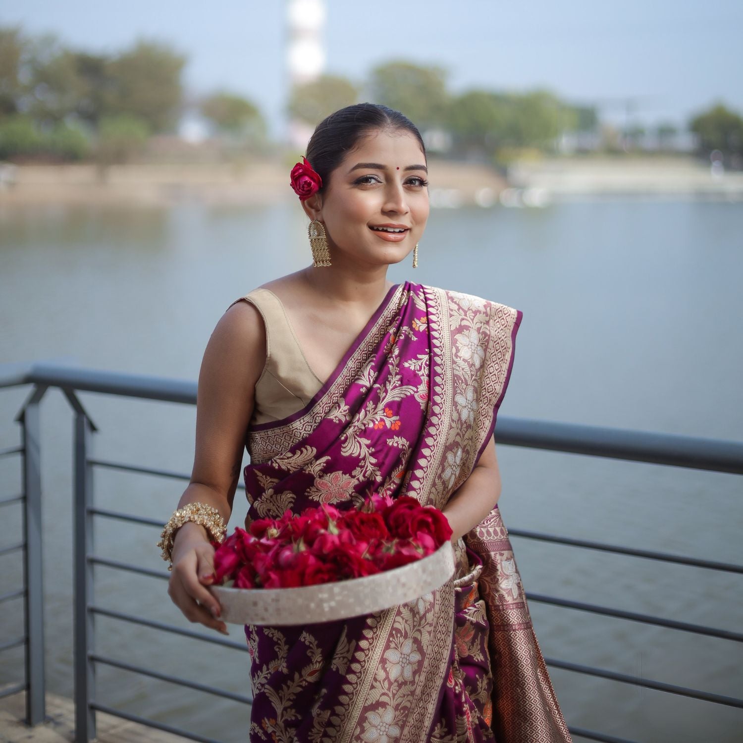 Banarasi katan silk saree with elegant traditional pattern and rich look