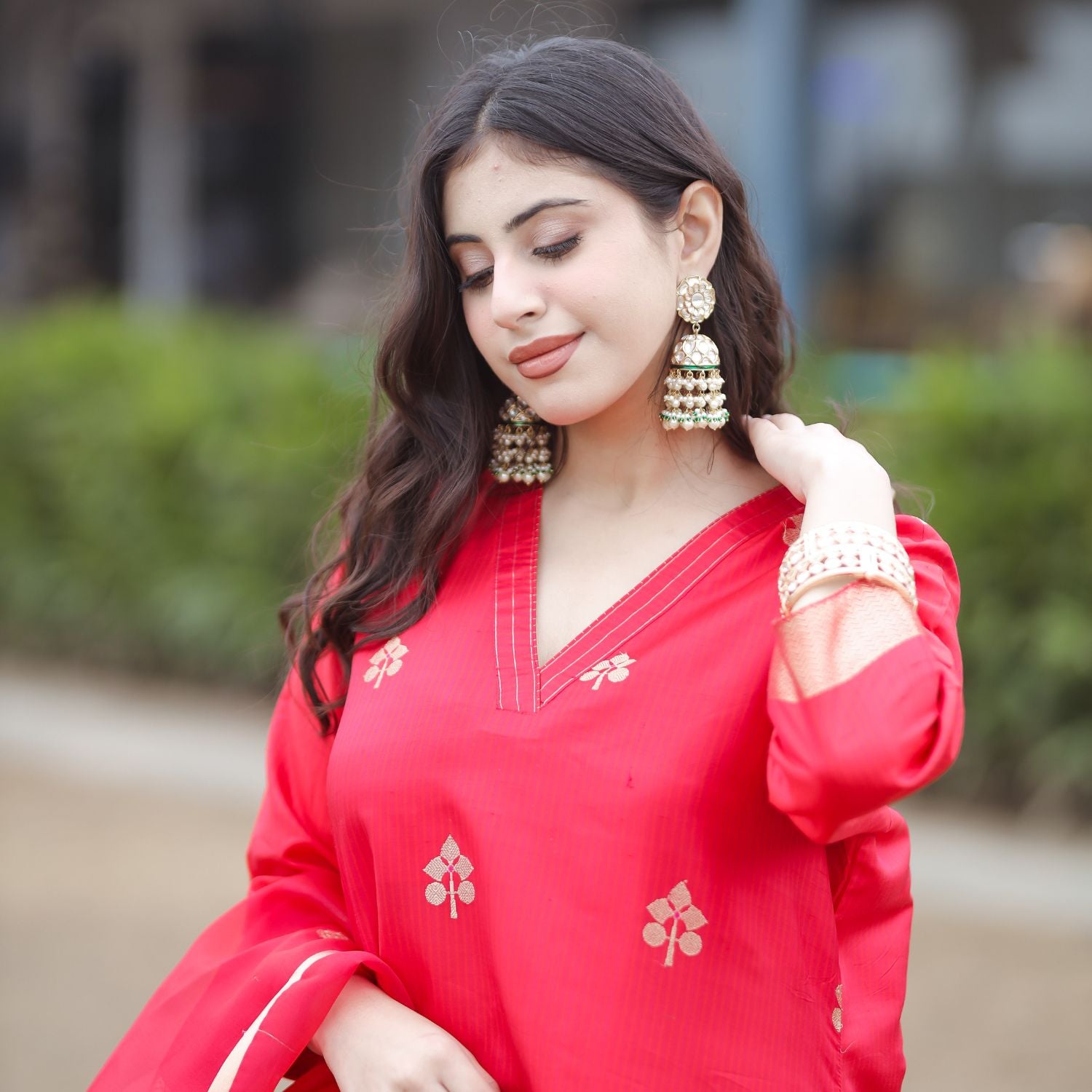 Banarasi silk suit with nakashi design and smooth fabric for women