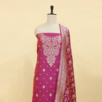 Detailed view of the elegant full Jaal design woven into the 2.25 meter wine Banarasi silk dupatta.