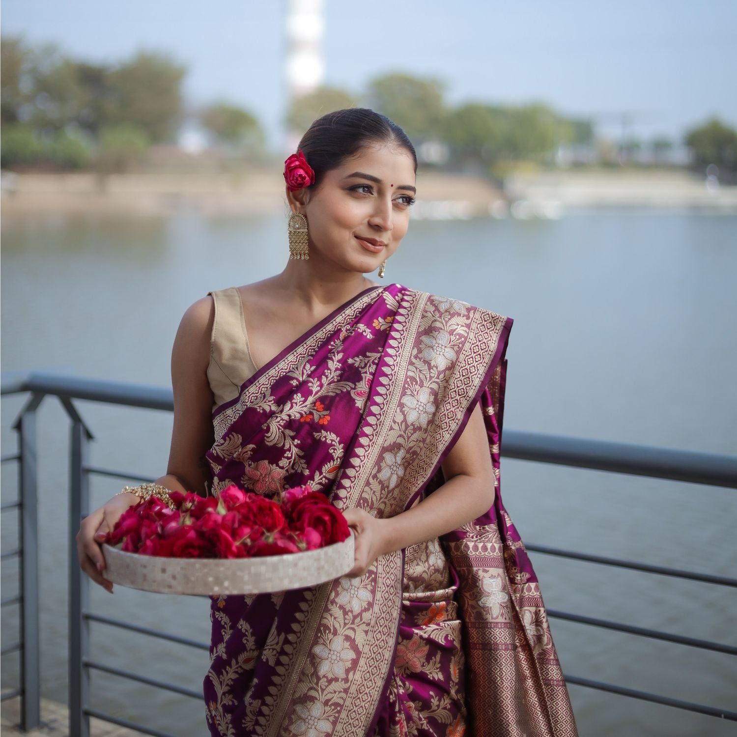Designer banarasi katan silk saree suitable for wedding and festive occasions