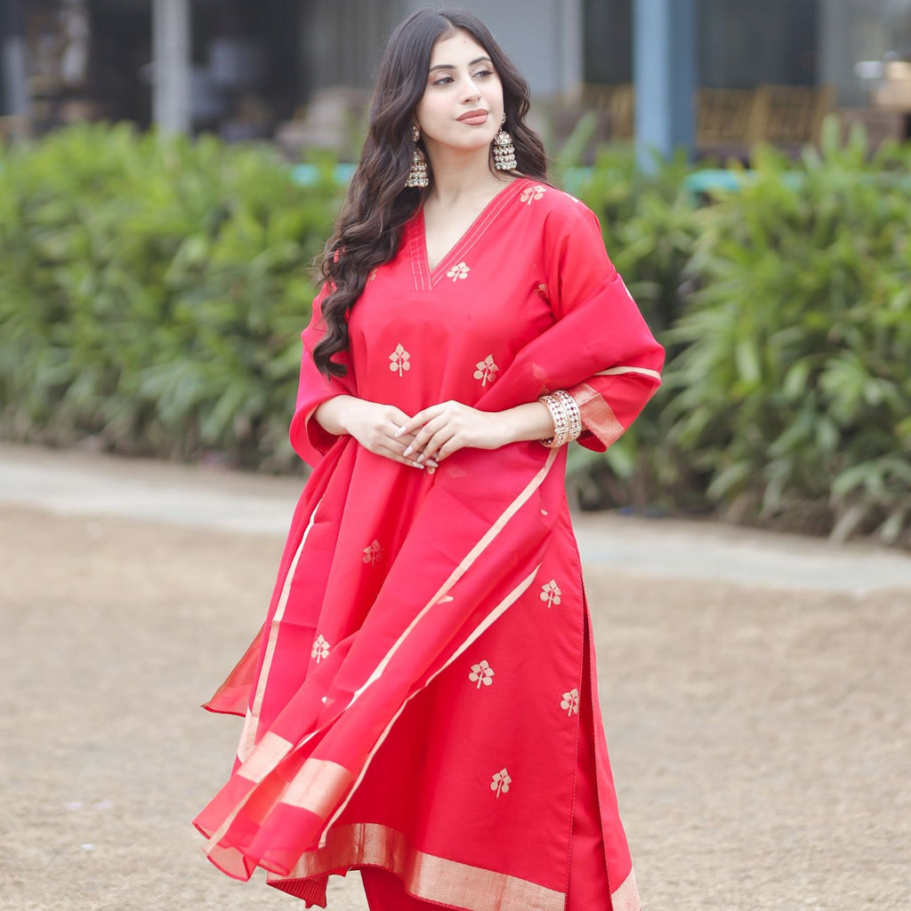 Designer Banarasi silk suit with nakashi work for bridal and party wear