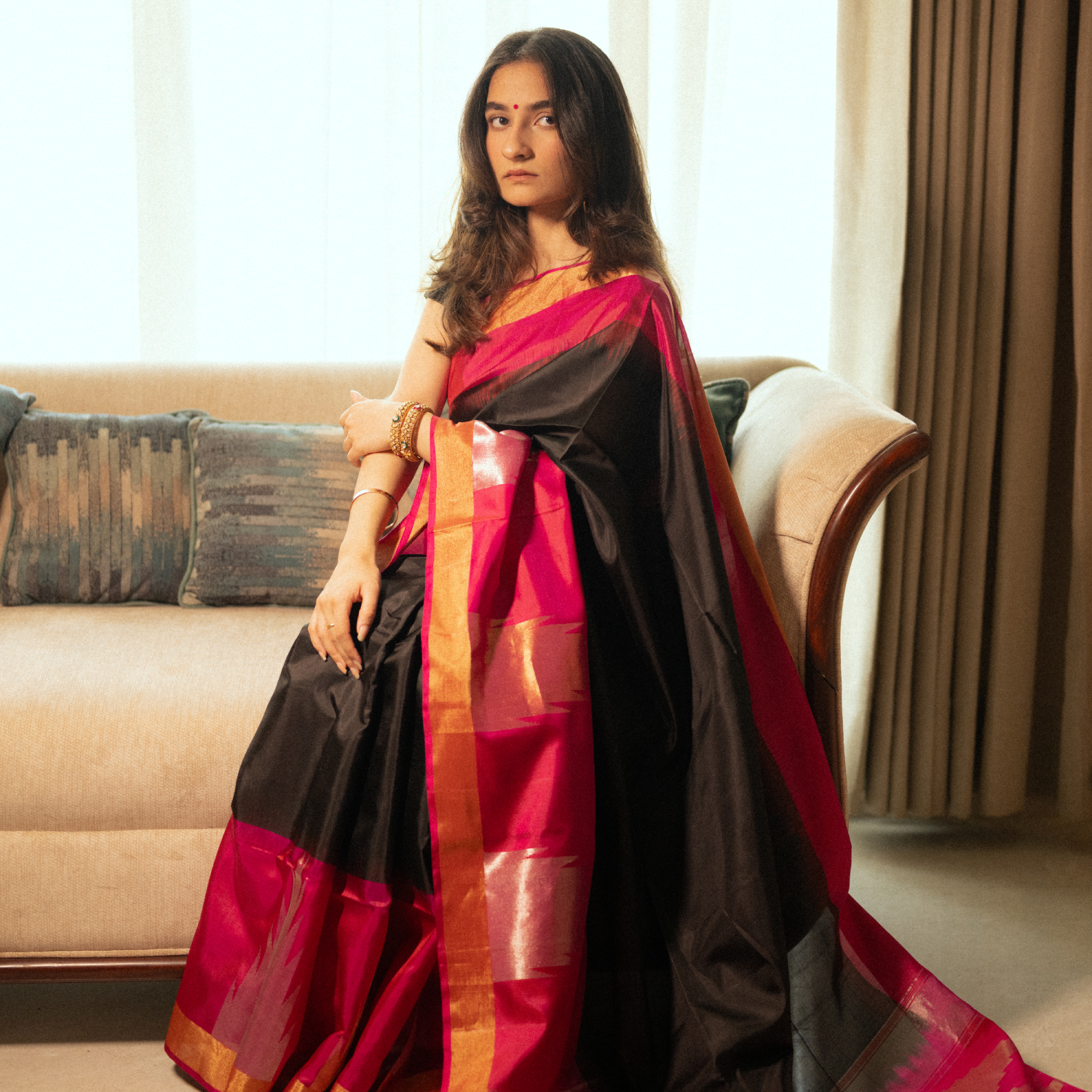 Designer Temple Kanji silk saree suitable for wedding and cultural functions