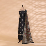 Slate Sky Dukhai Alfi Patola Silk Suit with Golden Kaleidoscope Dupatta