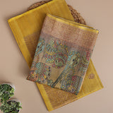 Sunny Glow Banarasi Silk with Kalamkari Kaleidoscope Dupatta