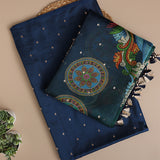 Royal Azure Symphony Kalamkari Organza Dupatta