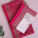 Deep Maroon  Crepe Silk Suit with Jasmine Elegance Dupatta