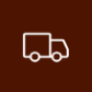 Minimalist white delivery truck line icon on a brown background, representing shipping and order delivery options.