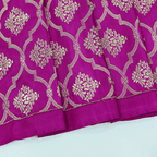 Full-length view of the traditional handwoven Fuchsia Grace satin silk saree, perfect for luxury wedding wear and festivals.