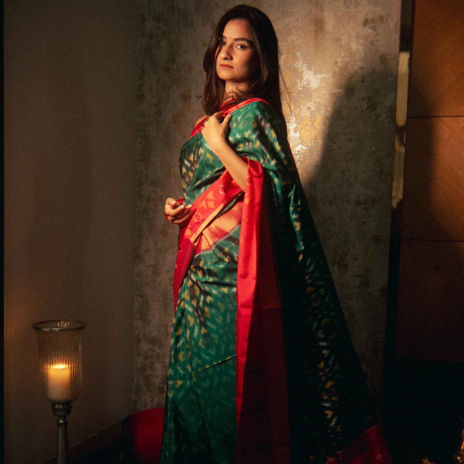 Handwoven Kanji Patola silk saree with traditional woven design for wedding and festive wear