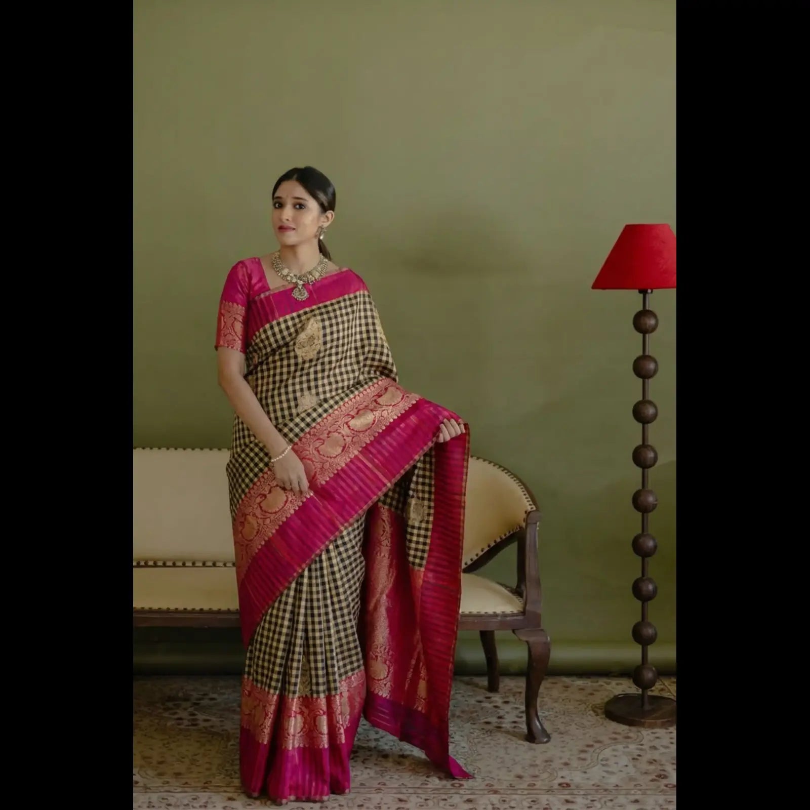 Handwoven katan satin silk saree with smooth finish and elegant design for women