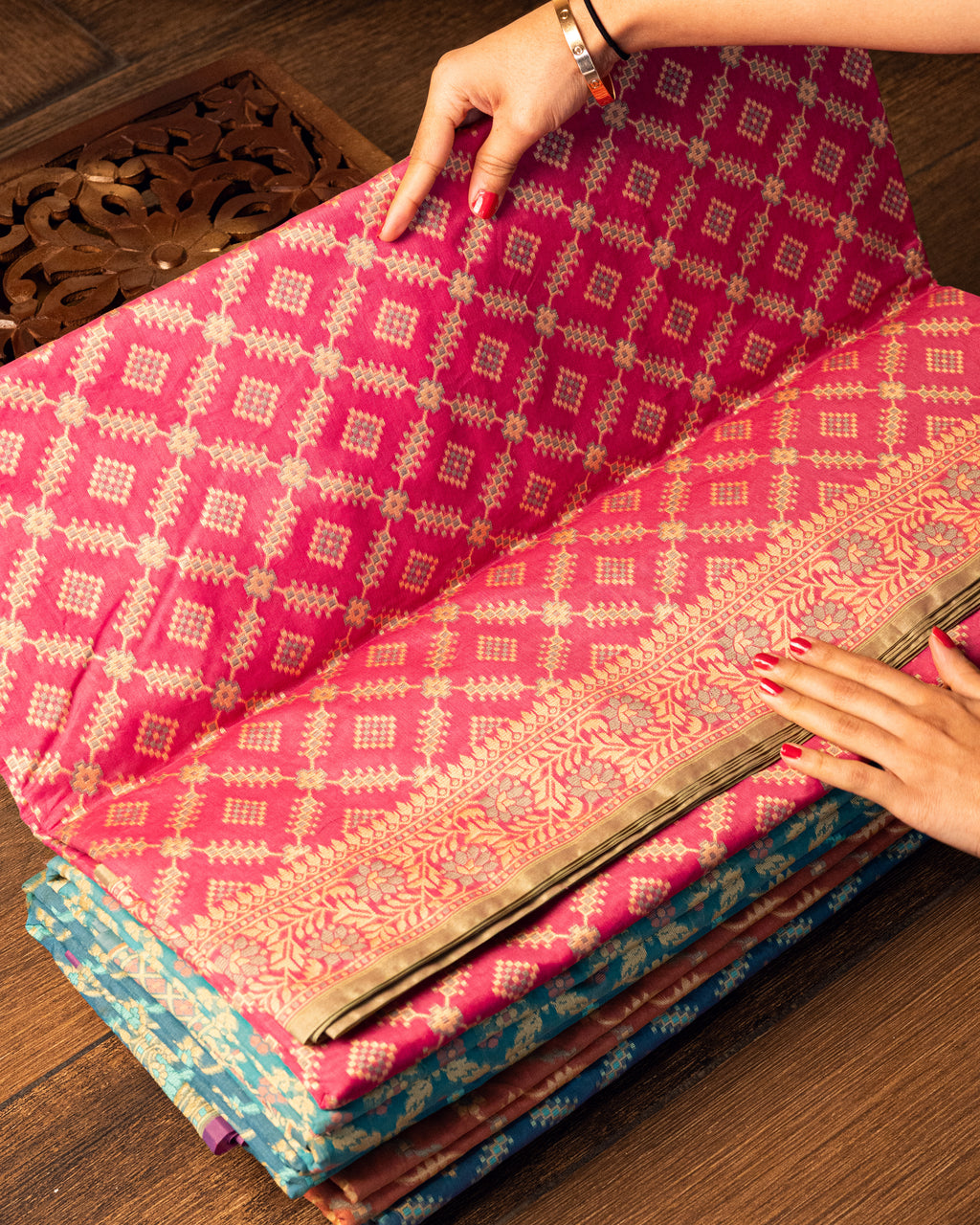 Full look of premium Kora cotton silk suit for women