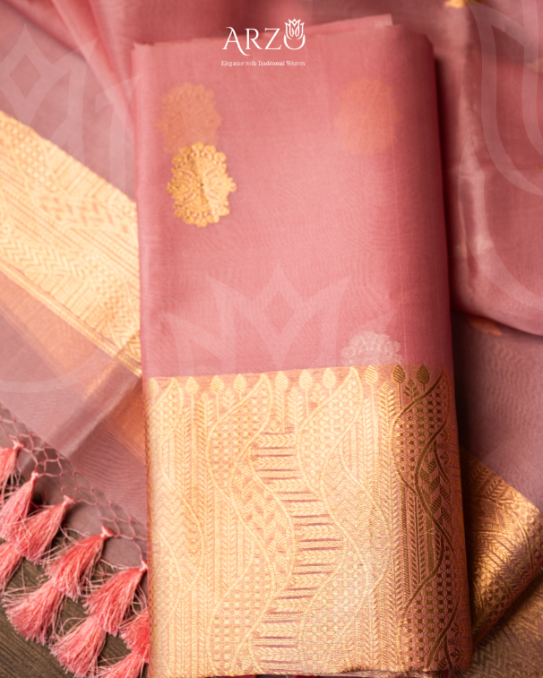 Handwoven Kora silk suit with rich zari weaving, lightweight premium festive wear for weddings and special occasions