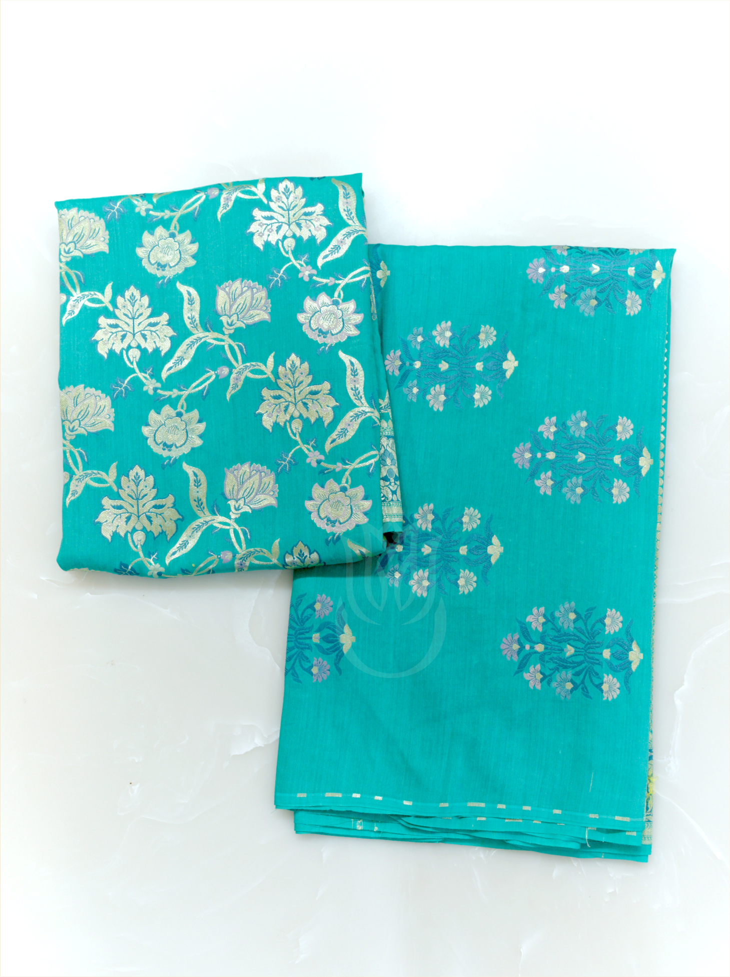 handwoven-munga-silk-seafoam-green-phulkari-suit-fabric-folded-dupatta