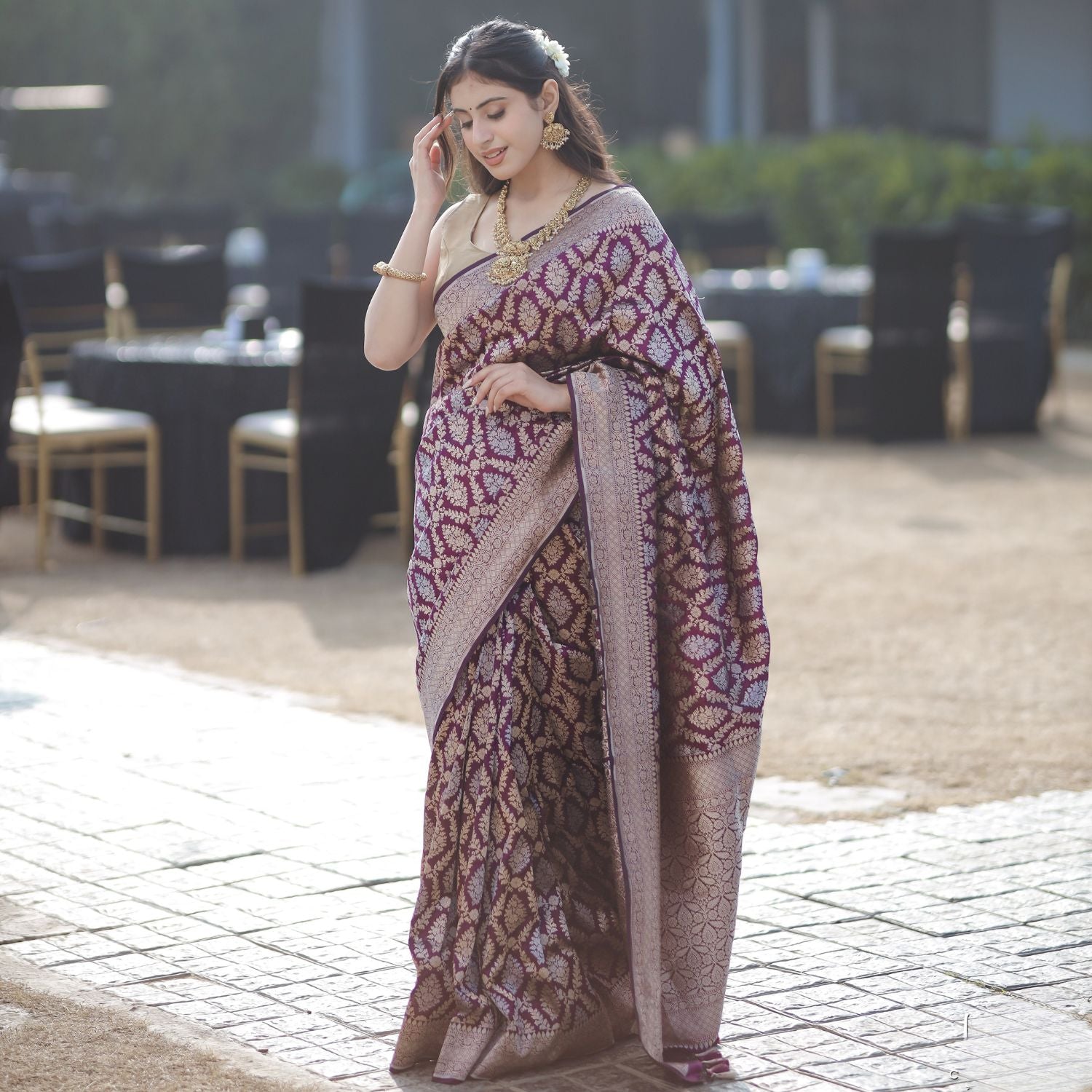 Kadwa silk saree with fine jaal design for ethnic and festive wear