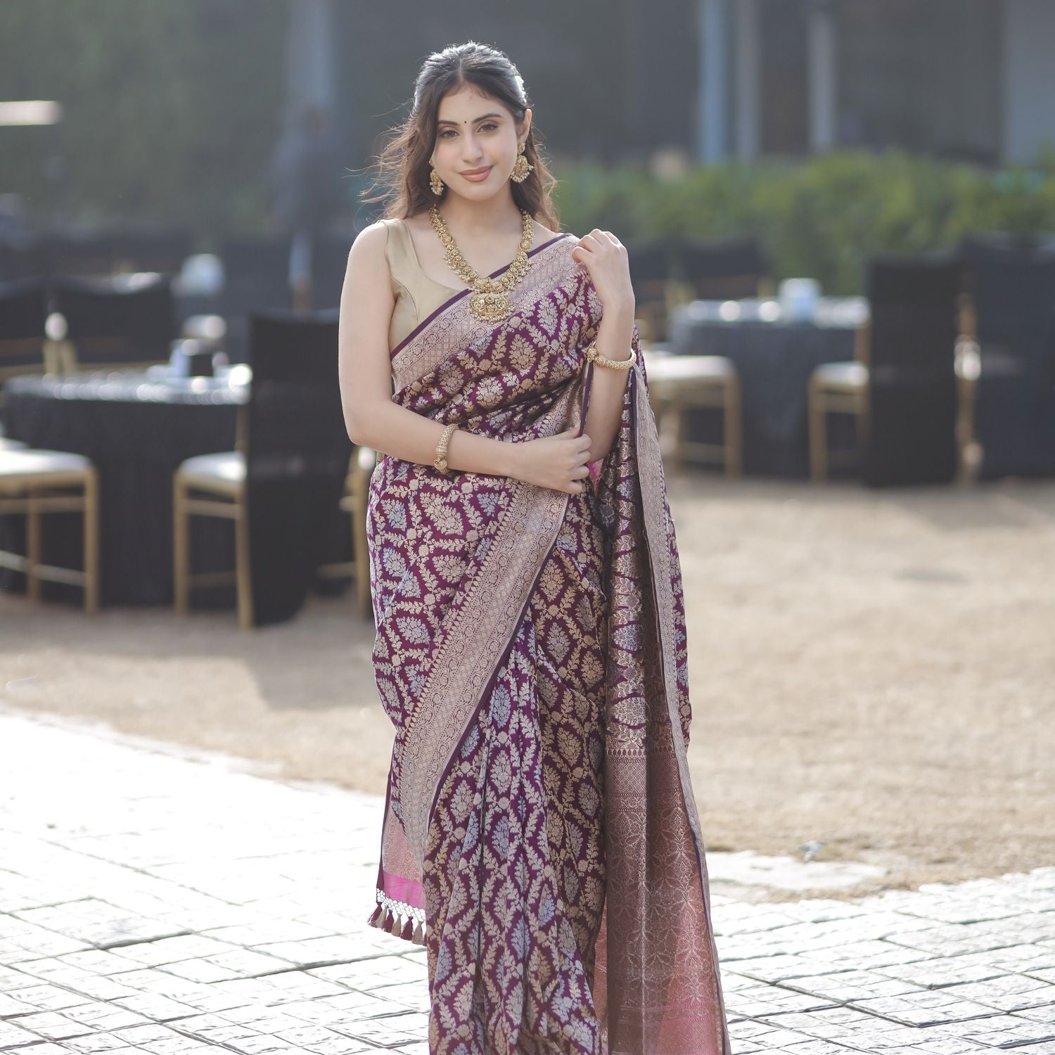 Kadwa silk saree with detailed jaal pattern and elegant ethnic design