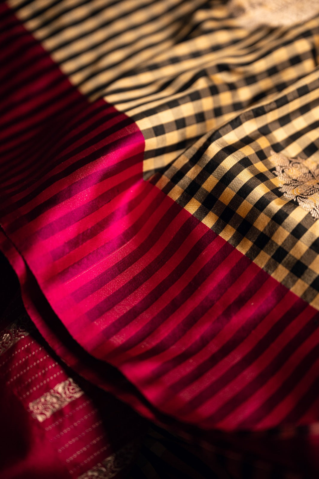 Katan satin silk saree with rich weaving and soft texture for festive wear