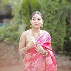 Katan silk saree with classic jaal weaving and rich traditional look