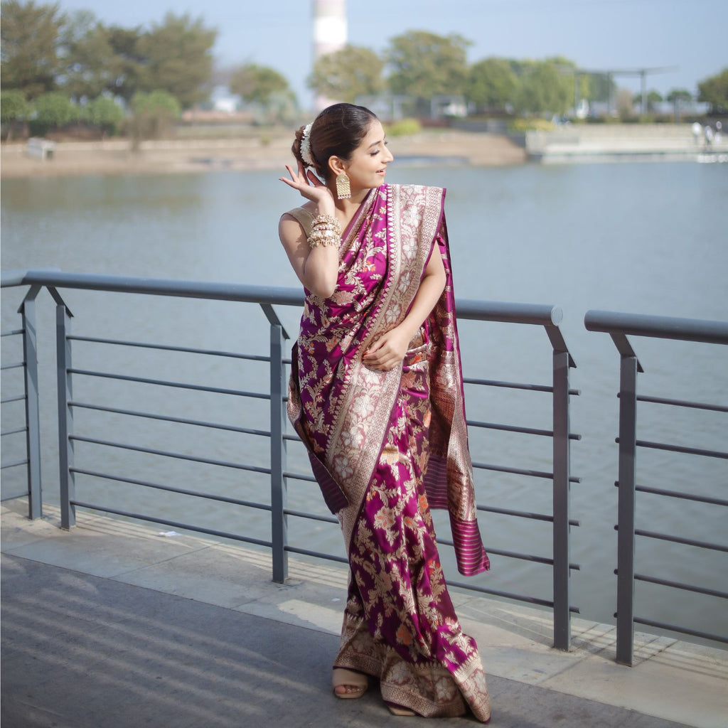 Katan silk saree perfect for bridal wear and traditional functions