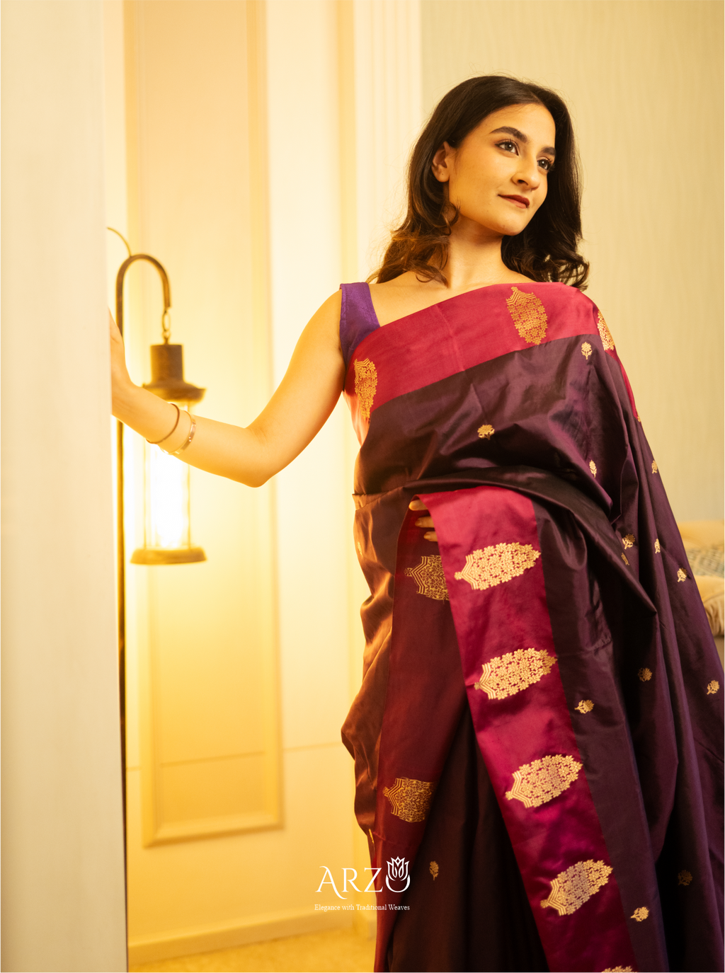 Premium Katan silk saree with elegant zari pattern for ethnic wear