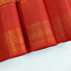Full-length studio shot of the handwoven Majestic Magenta Kanjivaram silk saree, showcasing its elegant drape for weddings and festive occasions.