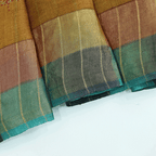 Full flat layout presentation of the 5.5-meter Multi-Colored Kantha Elegance Tussar silk saree showing its complete body and border design.