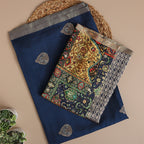 Close-up shot of the vibrant and intricate traditional artwork and motifs on the handcrafted multicoloured Pichwai dupatta.