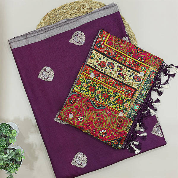 Close-up shot highlighting the intricate, vibrant traditional artwork and motifs on the multicoloured Pichwai dupatta.